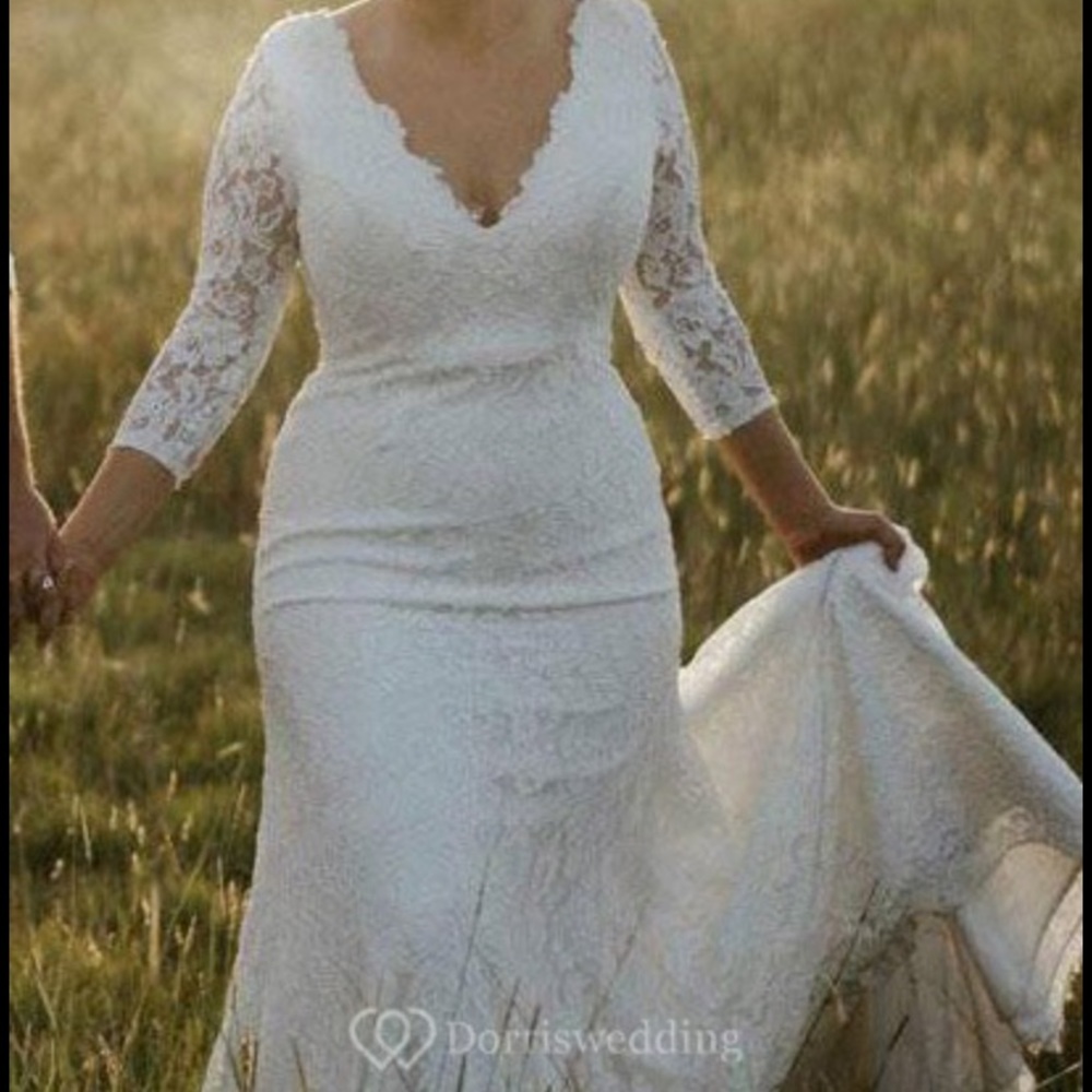 Champagne lace Wedding Dress.